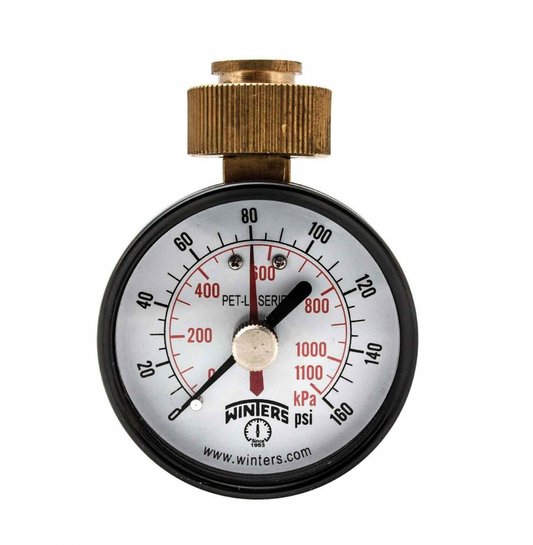 2.5" 160 psi Test Gauge w/Max Pointer - 3/4" Female Swivel Hose