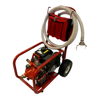 14hp Home Firefighting Cart System 100' of 1.5" Hose 90 gpm Aluminum Pistol Grip Nozzle Electric Starter